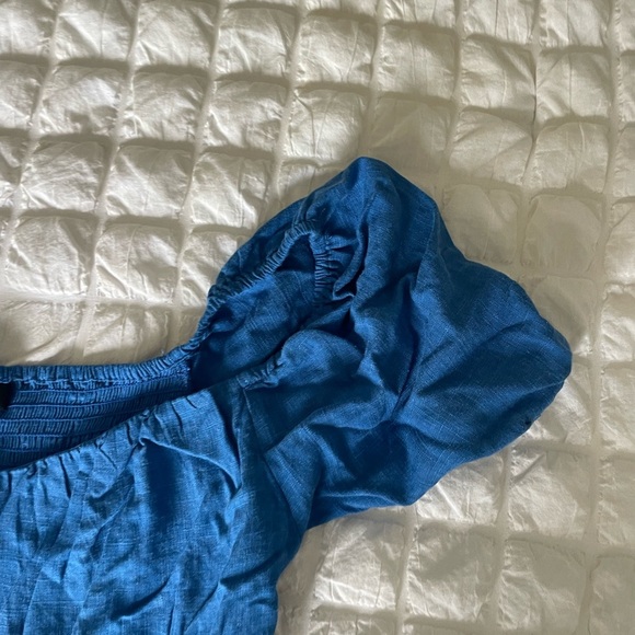 Lulu's Azure Puff Sleeve Linen Blend Mini Dress - Picture 5 of 12